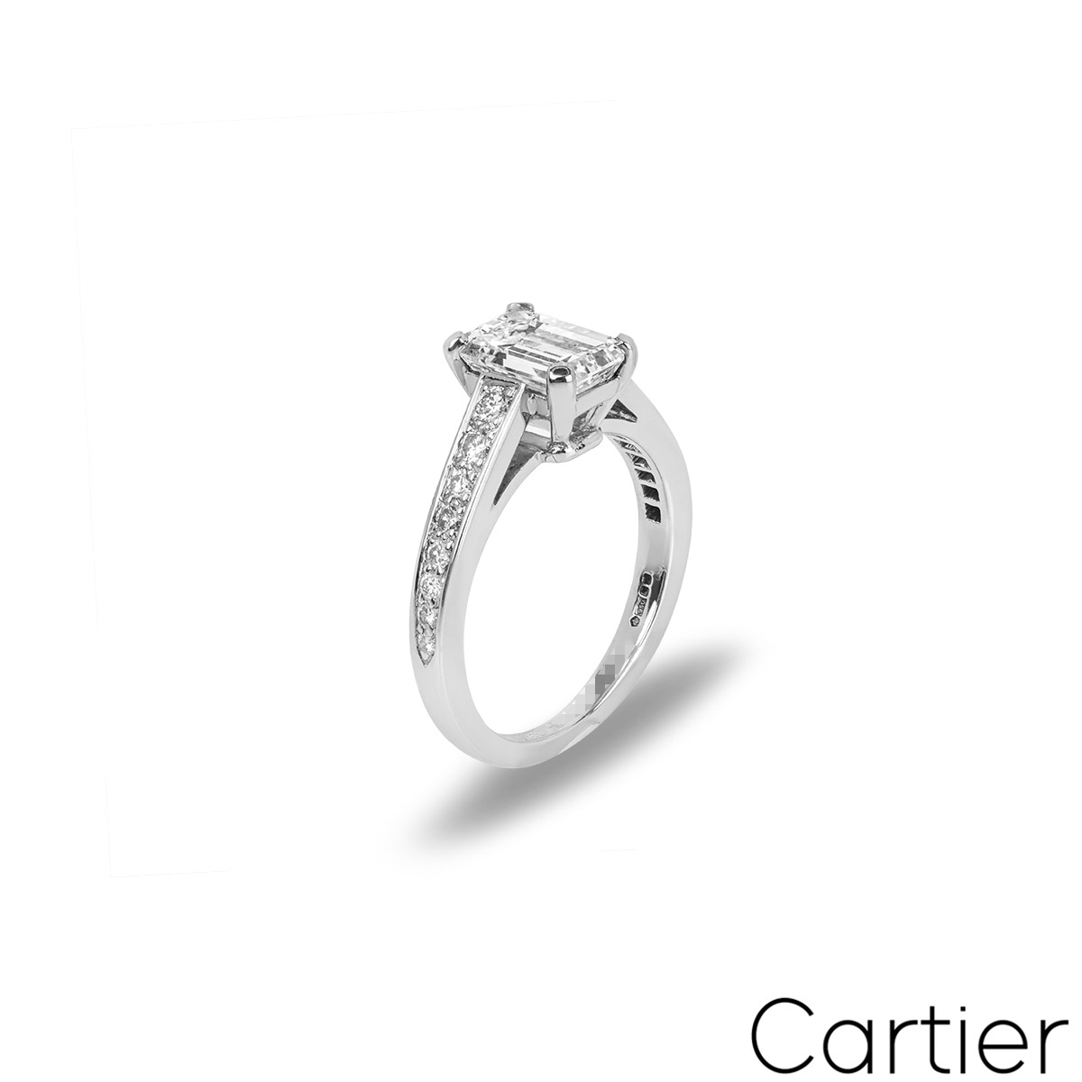Cartier Platinum Emerald Cut Diamond Solitaire 1895 Ring 1.53ct E/VS1